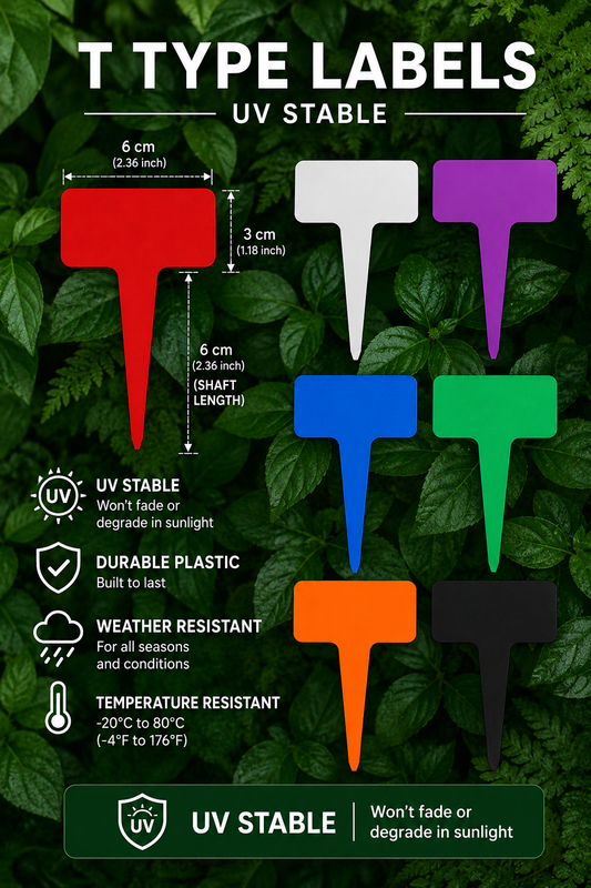T-Type Orchid Plant Label close-up showing T-form stake detail