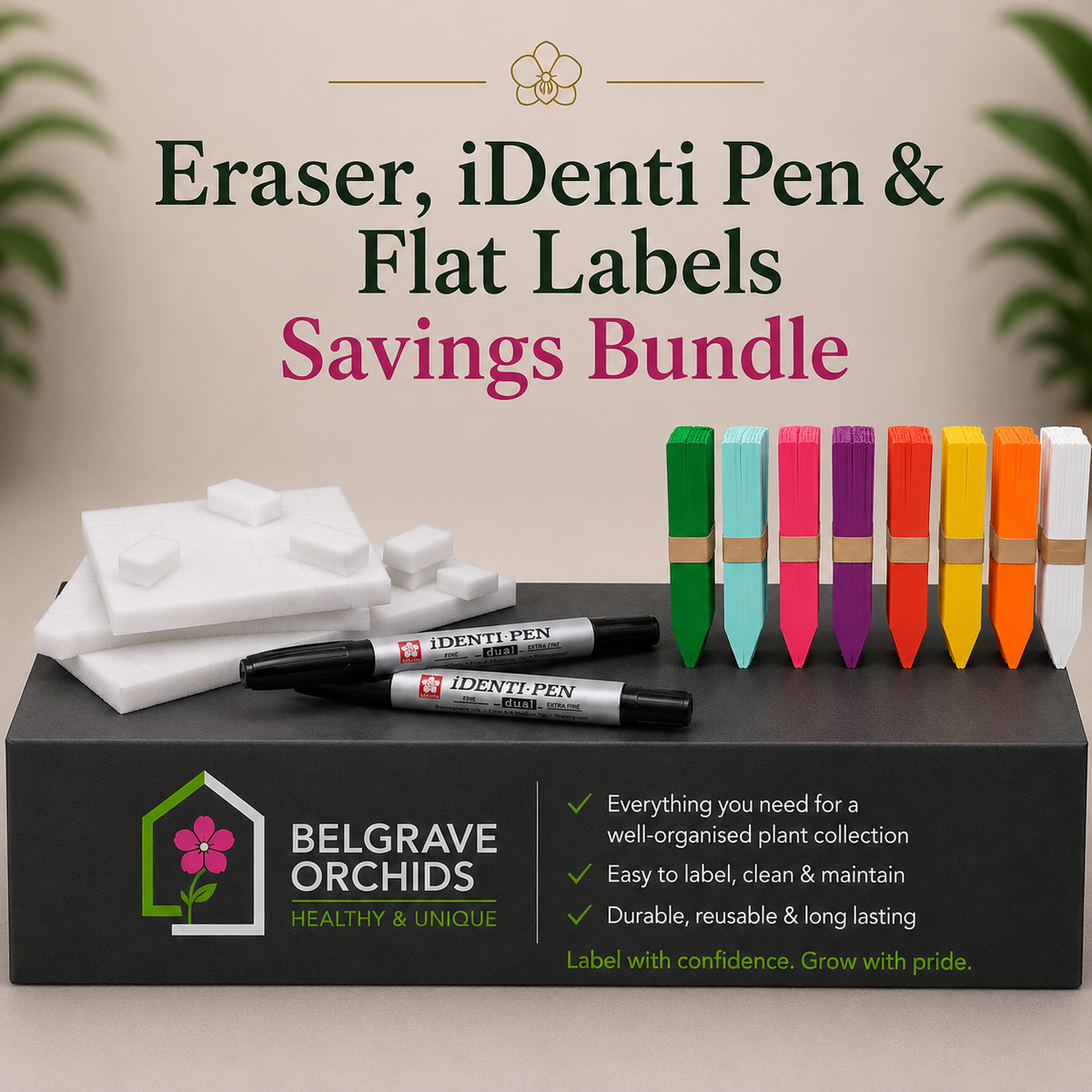 Reusable Label Kit — iDenti-Pen x 2, Relabel Eraser & Flat Labels x 20