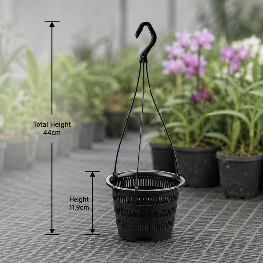 Air Root Net Pot with Hanging Hook showing size dimensions