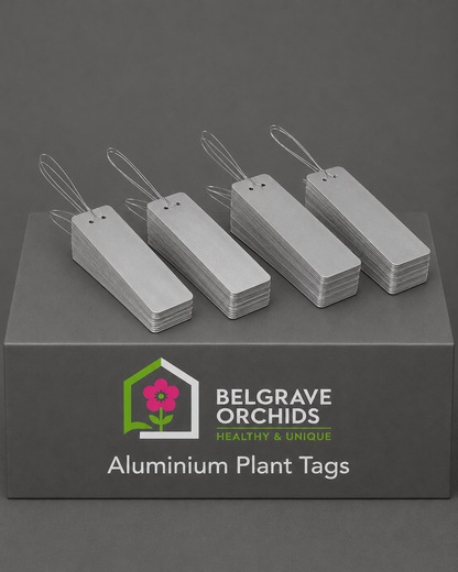 Aluminium Orchid Plant Tags 82mm x 25mm pack shot showing tags