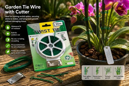Garden Tie Wire with Cutter 50m showing twist tie in use and features