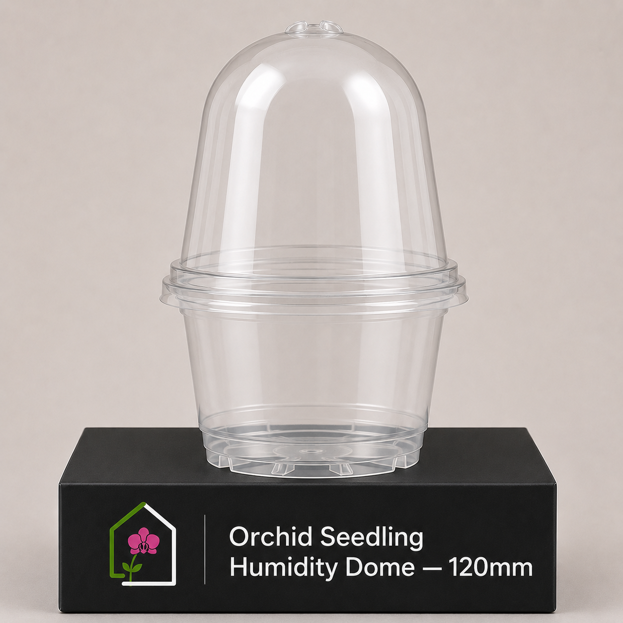 Orchid Seedling Humidity Dome 120mm showing dome display