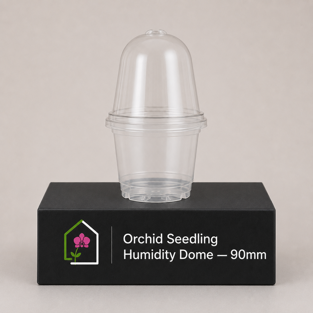 Orchid Seedling Humidity Dome 90mm showing dome display