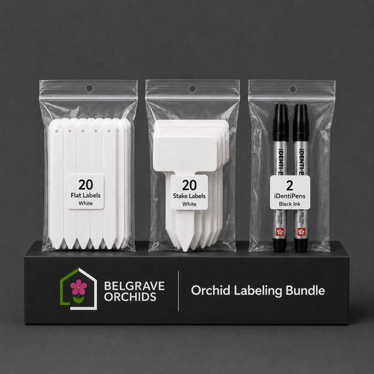 Orchid Labelling Kit showing markers, flat labels and stake labels contents
