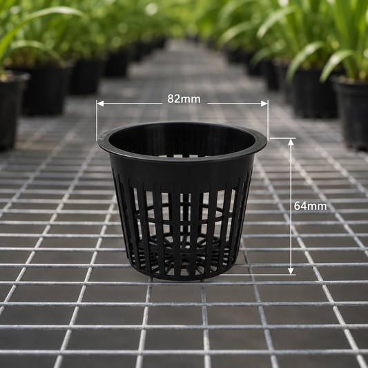 Orchid Net Pots 82mm Black showing diameter dimensions