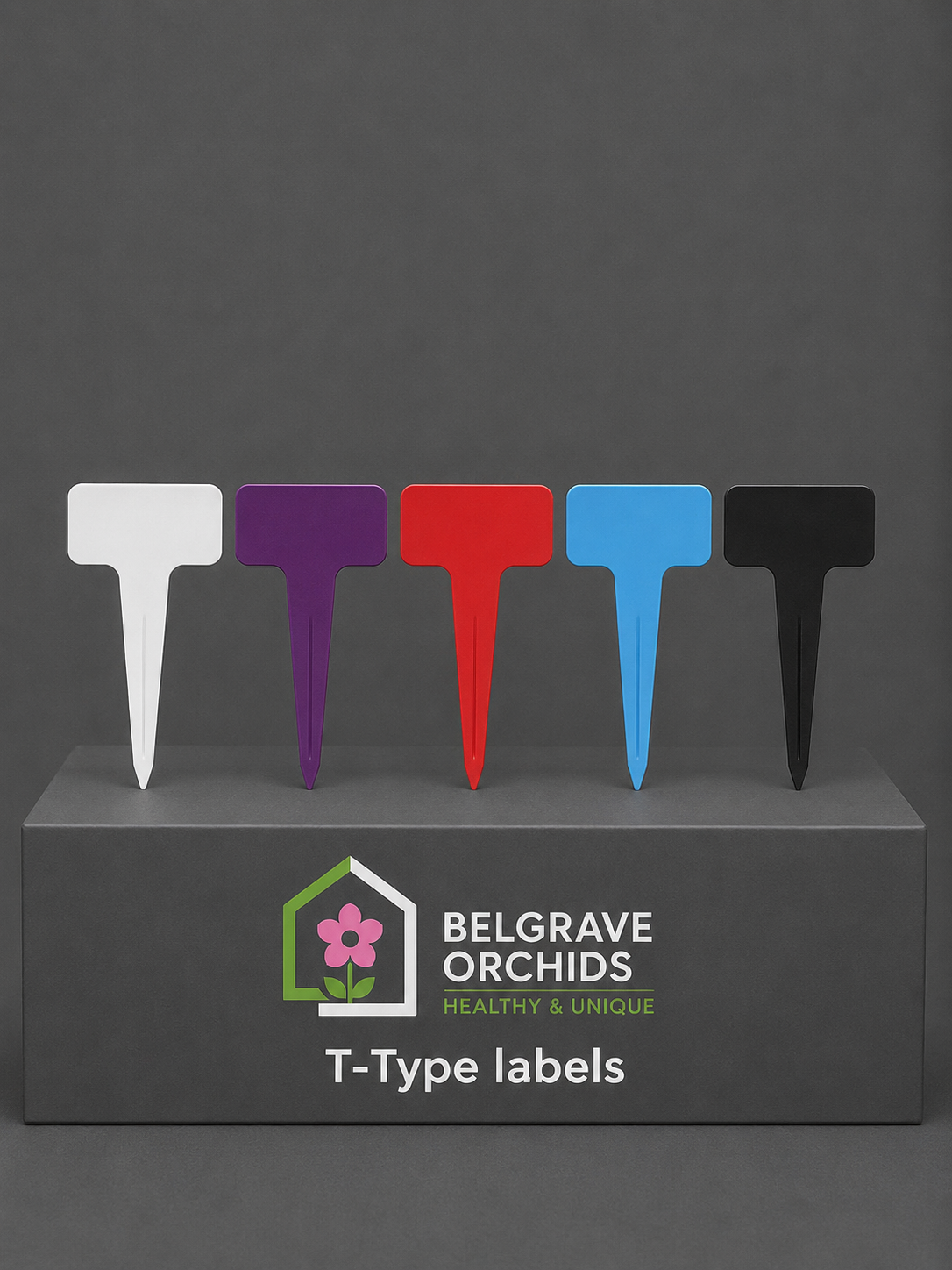 T-Type Orchid Plant Labels colour range showing all five available colours