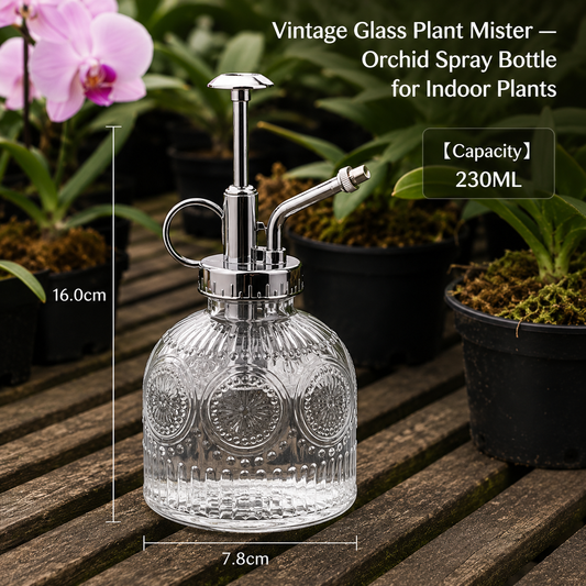 Vintage Glass Plant Mister showing size dimensions